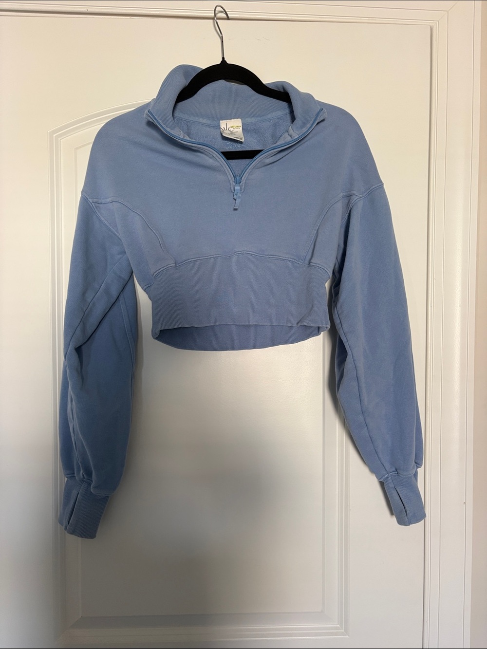 aerie Sky Blue Cropped Quarter-Zip Pullover